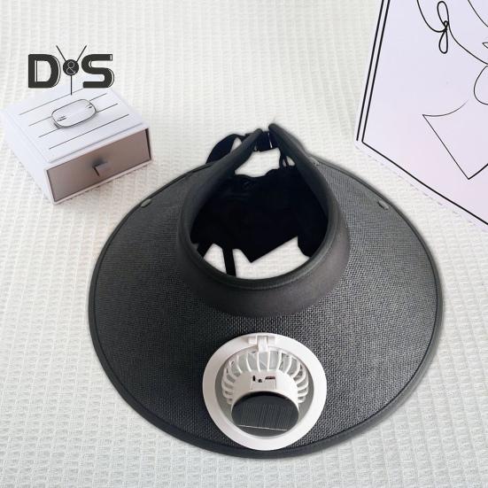 Sluneční klobouk se širokou krempou s vestavěným ventilátorem Letní venkovní slaměný kšilt s ventilátorem na solární/USB napájení pro kempování, rybaření, turistiku