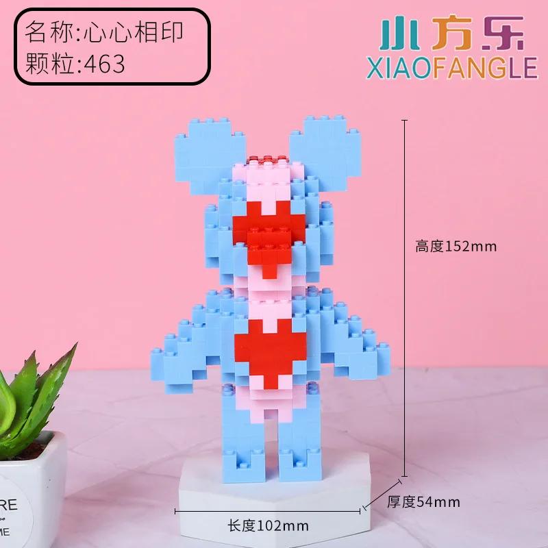 Funny Mini Bear Gloomy Cartoon 3D Micro Building Blocks Creative DIY Model Figure Toys Table Decor For Kids Birthday Gift