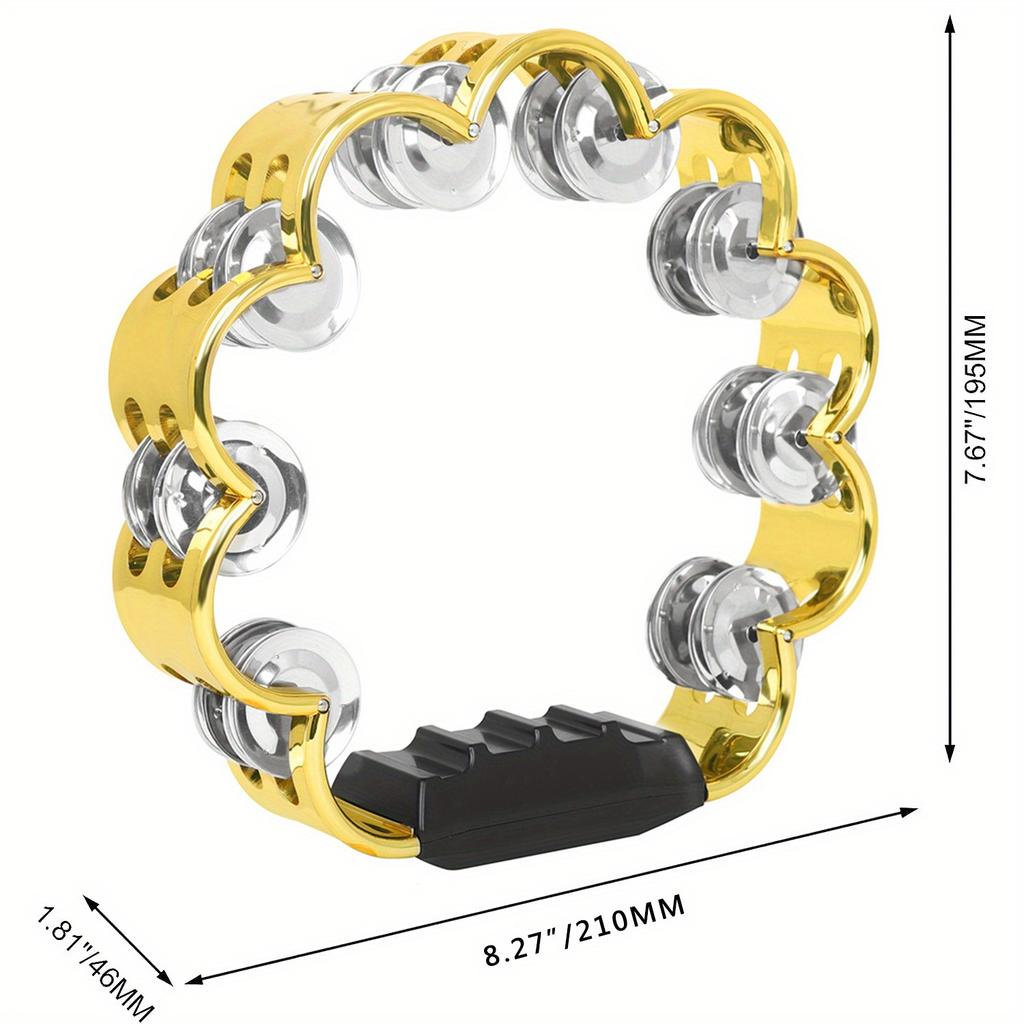 Adult Plated Metal Abs Tambourine Music Rhythm Instrument Handheld Percussion Drum Party Church Wedding Performance Concert