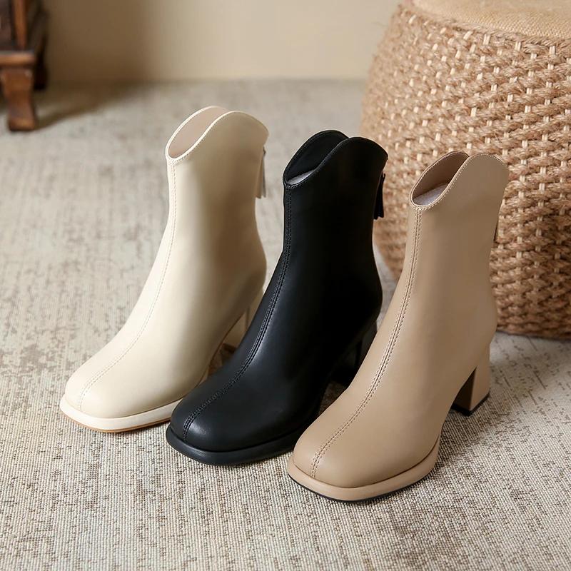 Fashion Plus Size 43 Women Victorian Ankle Boots Leather Lace Heel Shoes for Women Lace Up Spliced Fashion Ladies High Heels Woman Boots