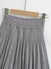 Winter Women's European & American Style Sexy High-Waisted Slim-Fit Knit Pleated Skirt