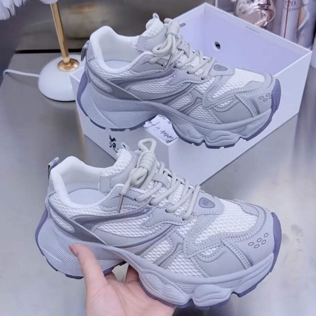 Casual sports shoes 2025 spring and summer new style dad shoes women's fashionable versatile mesh breathable thick soled shoes