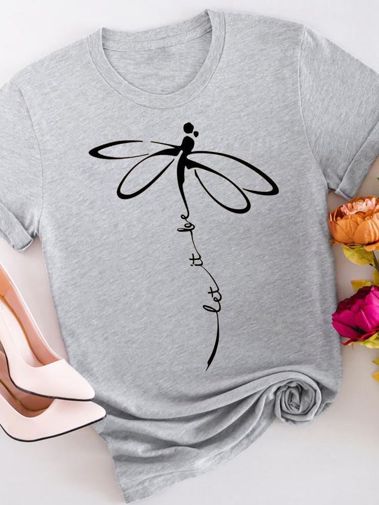 Women's T-shirt Summer Printed Short Sleeve Clothing Graphic with Feather Painting Bird Clothing Fashionable Women's Top