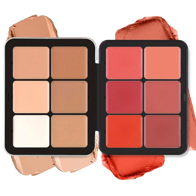 12-Color Blush Iron Box Matte Pearlescent Rouge Makeup Highlight Grooming Plate