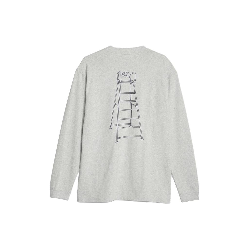Puma Mmq Service Line Long-Sleeve Tee With Ladder Print Unisex Tops Gray 620840-04