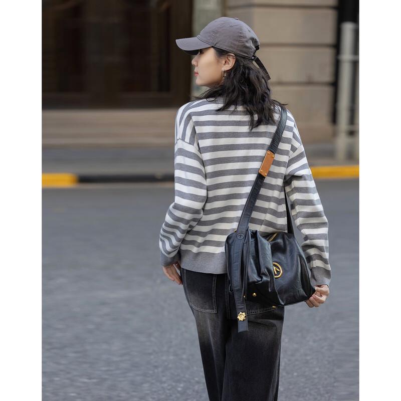 Women's American Retro Striped Knit Cardigan