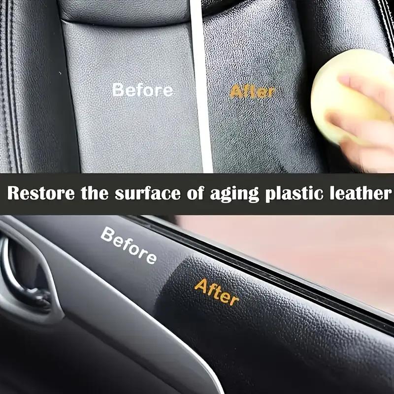 Car Interior Renewal Wax-Plastic Trim Revitalizer and Gloss Enhancer for Dashboards,Panels,Prevents Yellowing of Black Surfaces