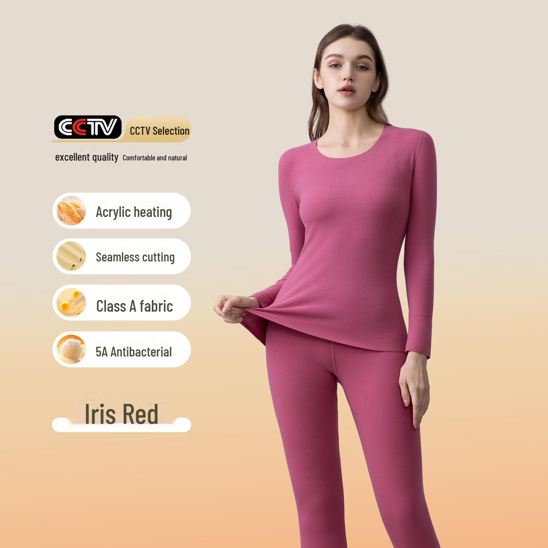 

Немецкое бархатное женское термобелье: Плюс бархатный, утолщенный, антибактериальный, улучшающий кожу костюм на осень Women s S ирис/красный