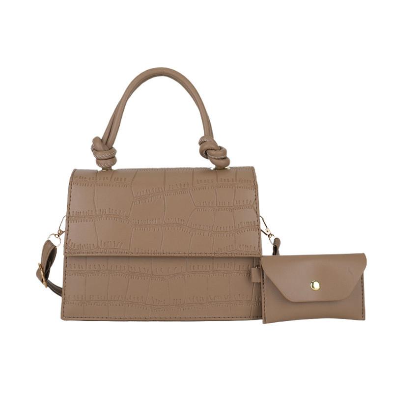 

Single Stone Texture Shoulder Crossbody Bag Solid Color Handbag Gifts Women