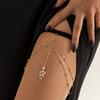 Sexy Metal Snake Pendant Tassel Thigh Chain Double Layer Elastic Beaded Body Chain Jewelry For Women