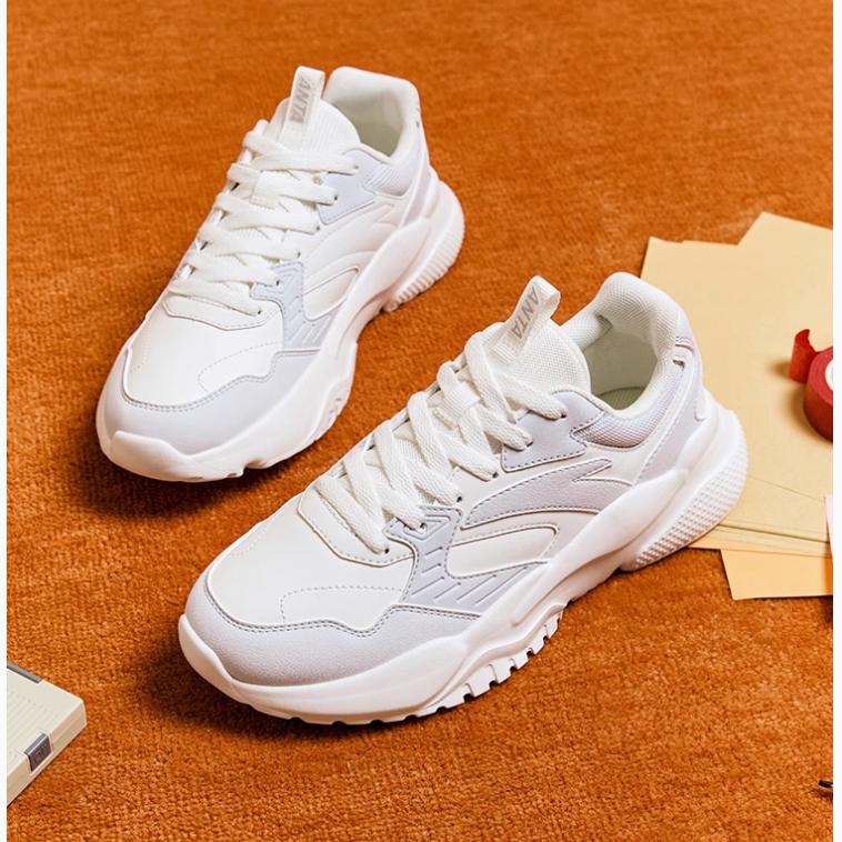Anta Gravity Trendy Versatile Wear-Resistant Height-Increasing Low-Top Casual Shoes Women sneakers White Gray 922418854-9