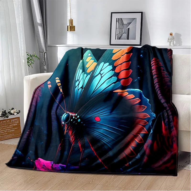 HD Fantasy Butterfly Flower Cartoon Blanket,Soft Throw Blanket for Home Bedroom Bed Sofa Picnic Travel Office Cover Blanket Kids
