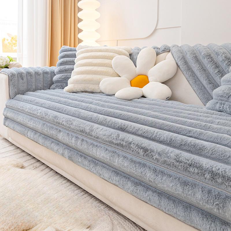 

Зимняя подушка для дивана, высококачественный чехол из кроличьего меха, Нескользящий утолщенный флисовый чехол для дивана, легкий роскошный чехол для подушки, зимнее полотенце 70*210