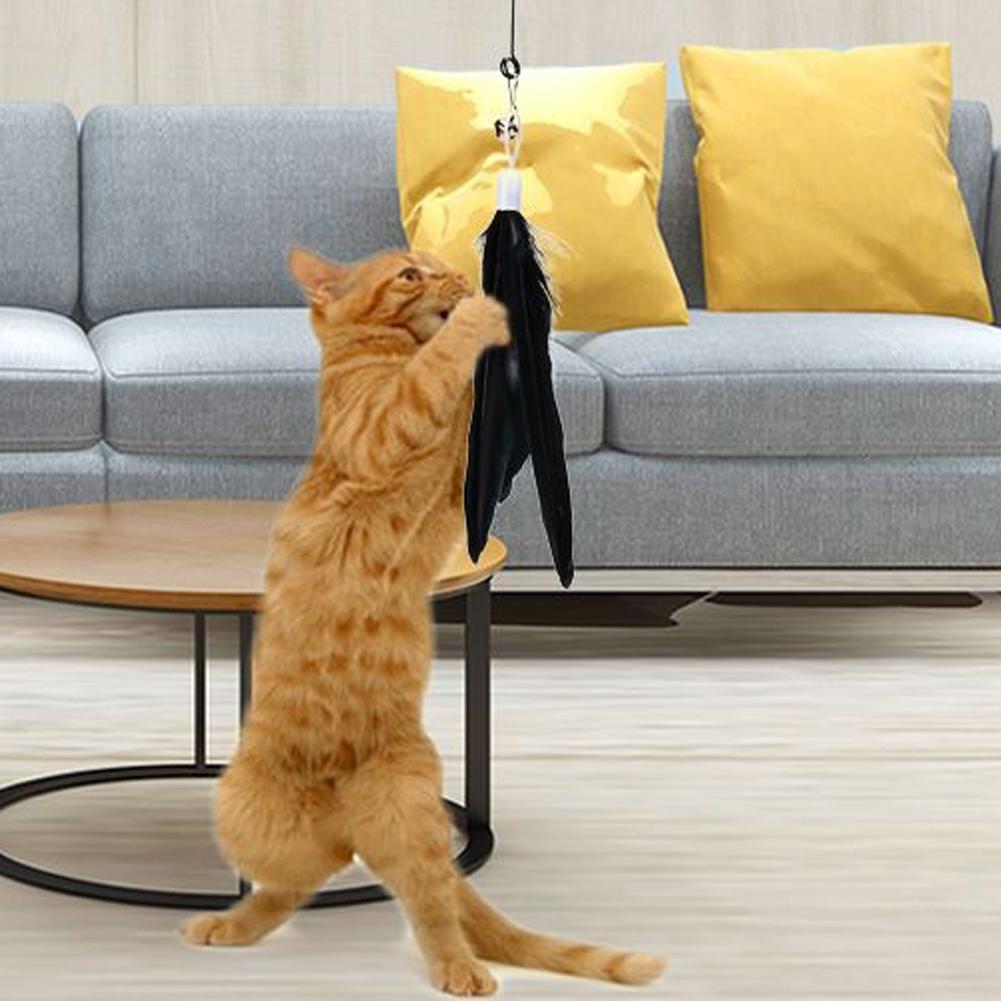 Wide Large Feather Pendant with Bell DIY Replace Cat Teaser Stick Replacement Pendant Pet Toy Accessories