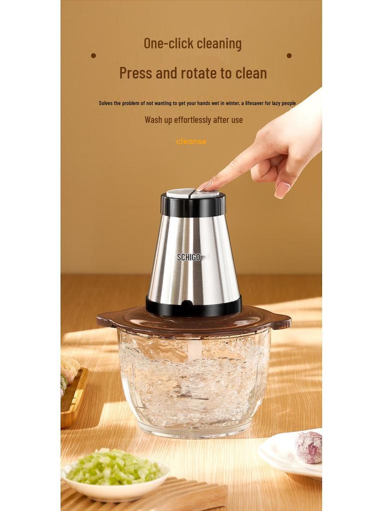 Electric Stainless Steel Meat Grinder for Minced Meat, Vegetables, Garlic, and Chili - Compact Kitchen Appliance