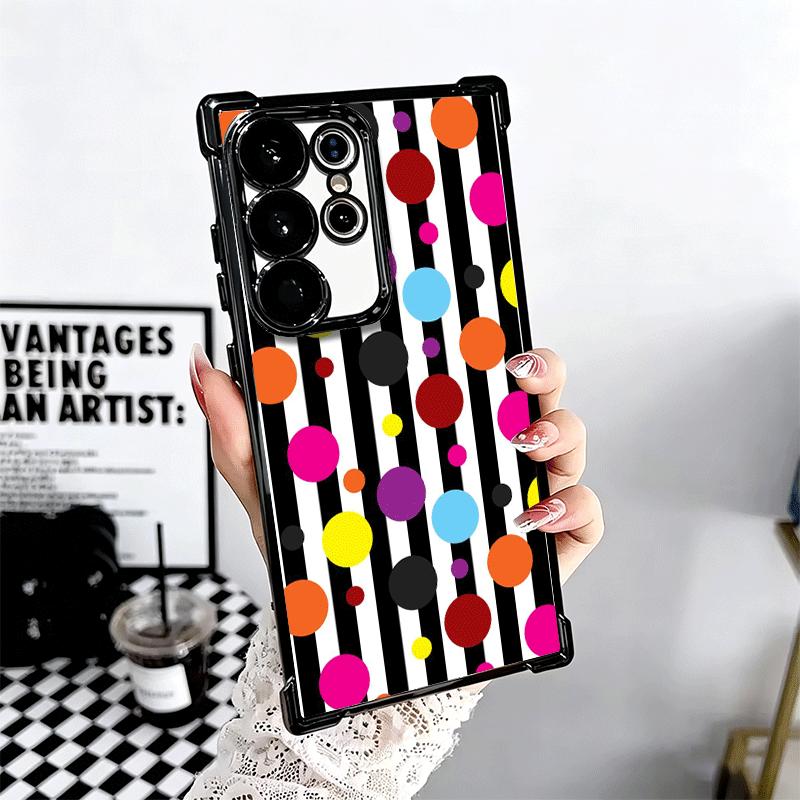 Polka Dots Art Fashion Desgin Plating Phone Case For Samsung Galaxy S24 S25 FE S26 Edge S23 Ultra S22 S21 Plus S20 Anti-Fall Air
