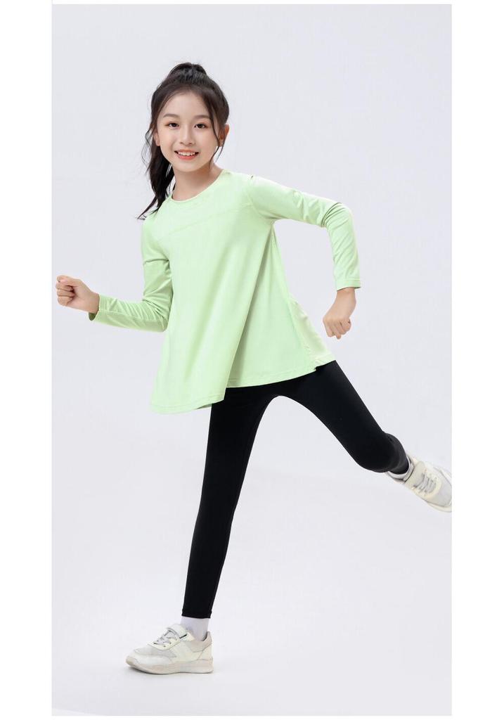Girls' Quick-Dry Sports T-shirt: Breathable, Sweat-Wicking, Elastic, Ideal for Fitness and Yoga. Perfect for Spring and Autumn.