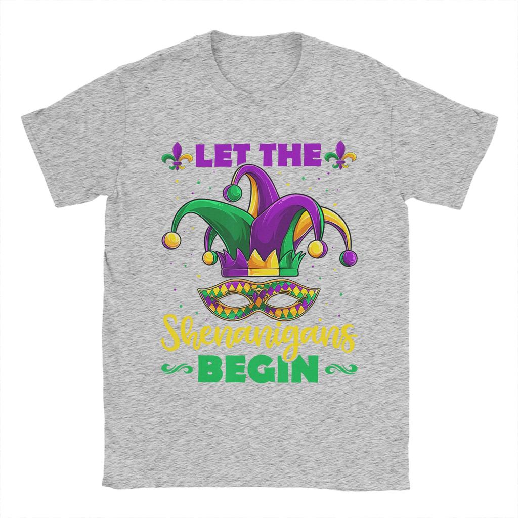 Funny Let The Shenanigans Begin Mardi Gras TShirts for Unisex Crewneck Cotton T Shirt Short Sleeve Tees Adult Tops