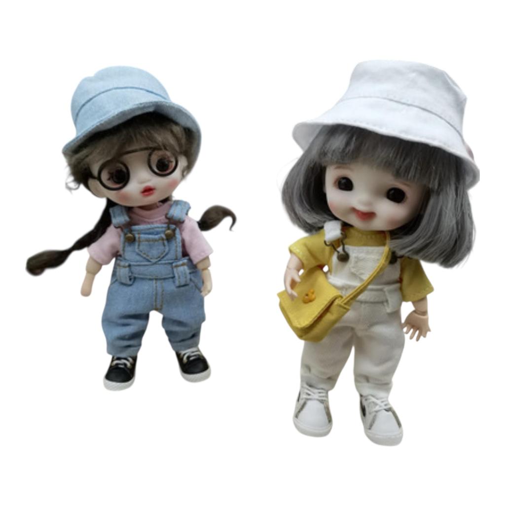 [GloryOry] Obitsu 11 Doll Clothes Overalls Denim Miniature Clothes Doll Outfit Pants Doll Costume Photography Prop Handmade Custom (Blue)