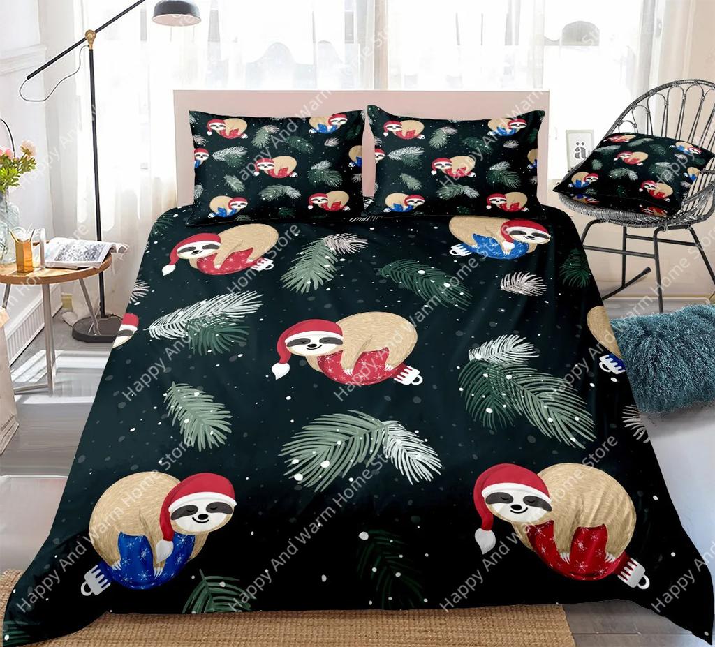 Carton Sloth Soft Duvet Cover King Quen Funy Animal Beding Set For Young Boys Wildlife Polyester Comfortable Quilt Cover Young Boys Birthday Gifts