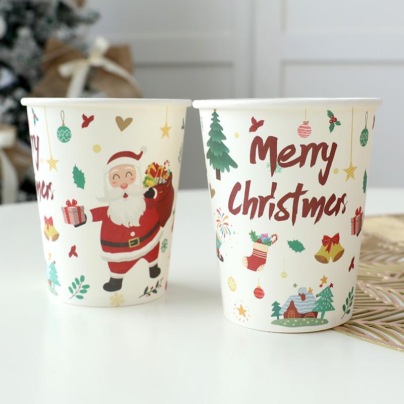 Christmas Disposable Tableware Sets Santa Claus Party Tablecloths Paper Plates Cups Tissue Napkins Straws Decoration Supplies