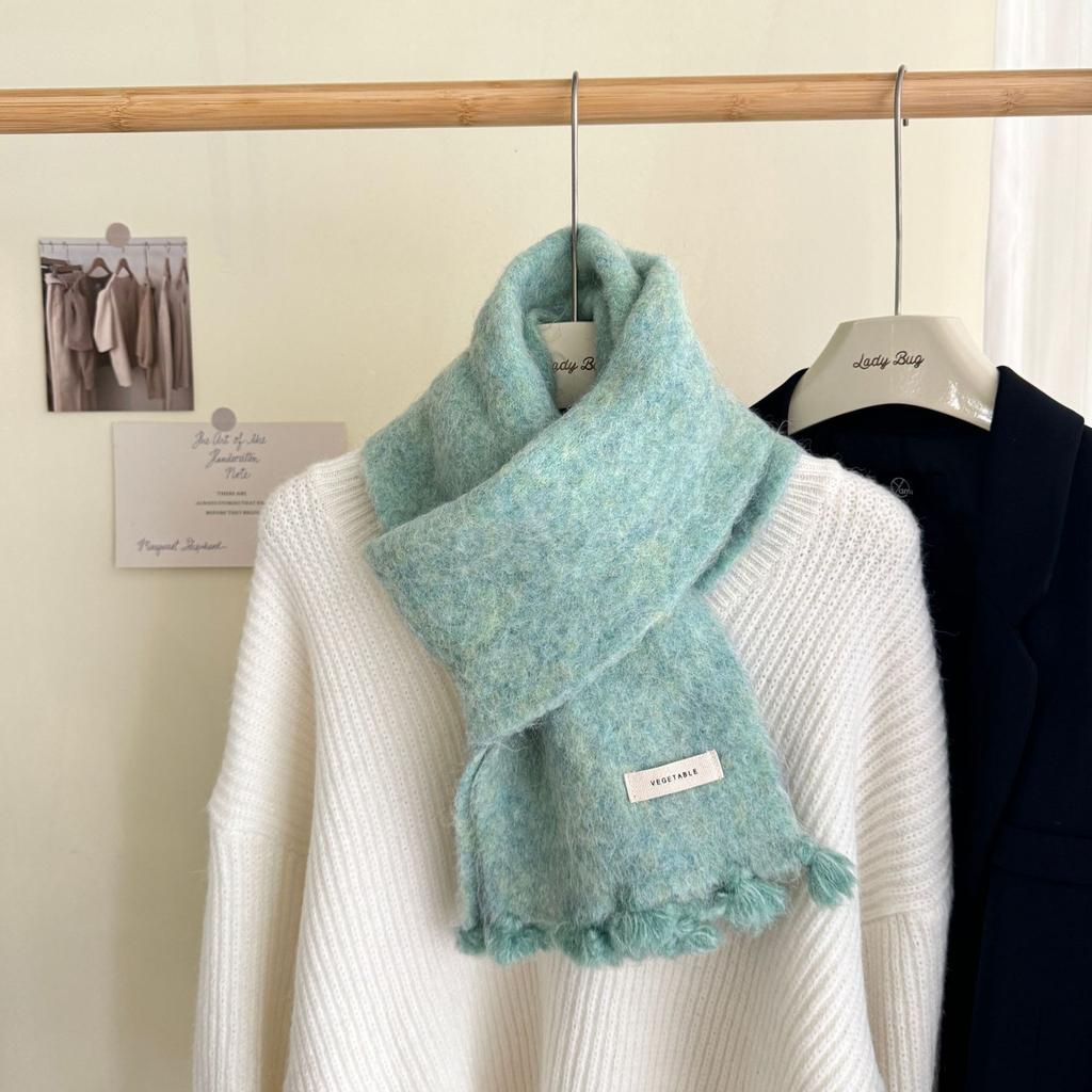 Fashionable Wool Knitted Scarf Autumn Winter Warm Simple Cold-Proof Shawl For Students Solid Color Versatile Thickened Muffler