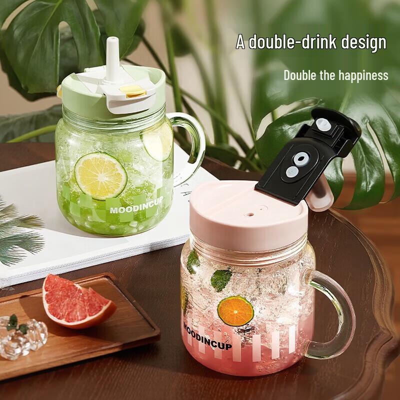 RELEA 950ml Borosilicate Glass Water Bottle with Handle