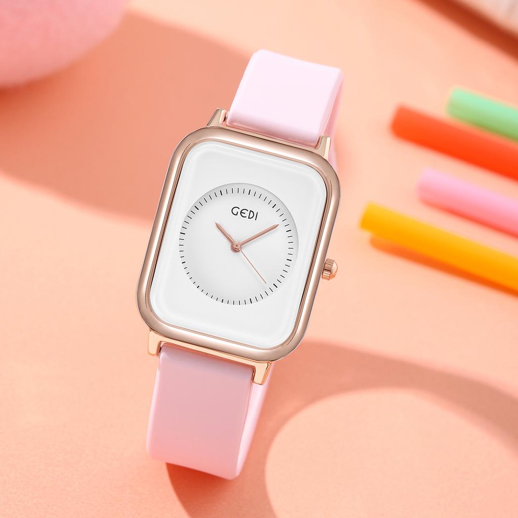 Simple And Skin-Friendly Silicone Belt Female Student Style High Value Summer Square Quartz Waterproof Watch