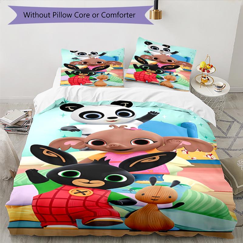 3pcs Bing Pattern Bedding Set Duvet Cover Set Includes Duvet Cover &pillowcases, Perfect All Season Bedroom Decoration & Gift
