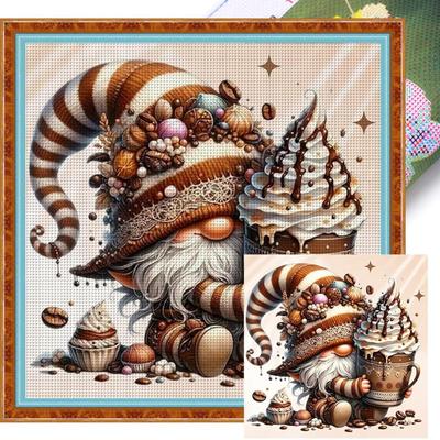Full Embroidery Cotton Thread 11CT Printed Gnome Cross Stitch Kit 40x40cm