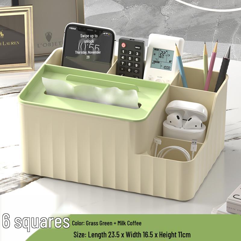 Luxury Multi-use Tissue Box with Pen Holder, Remote Caddy, and Cosmetic Organizer for Office or Coffee Table