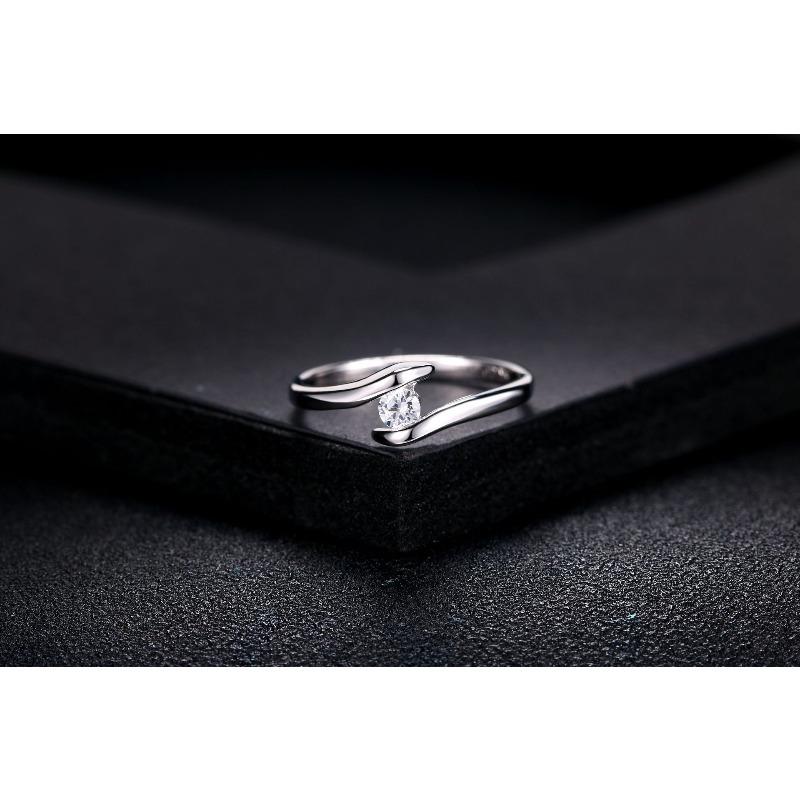 Šperky korejský styl móda minimalistické doplňky kubický zirkon pokovený bílým zlatem unisex prsten