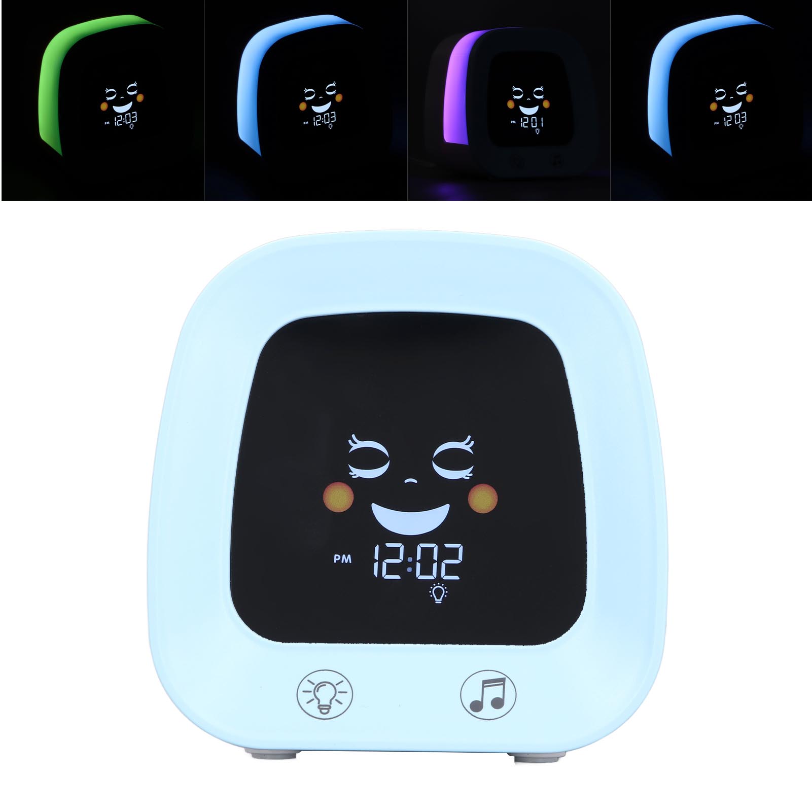 

Kids Cartoon Alarm Clock Gentle Music Night Light Soothe Mood Digital Clock for Sleep Training