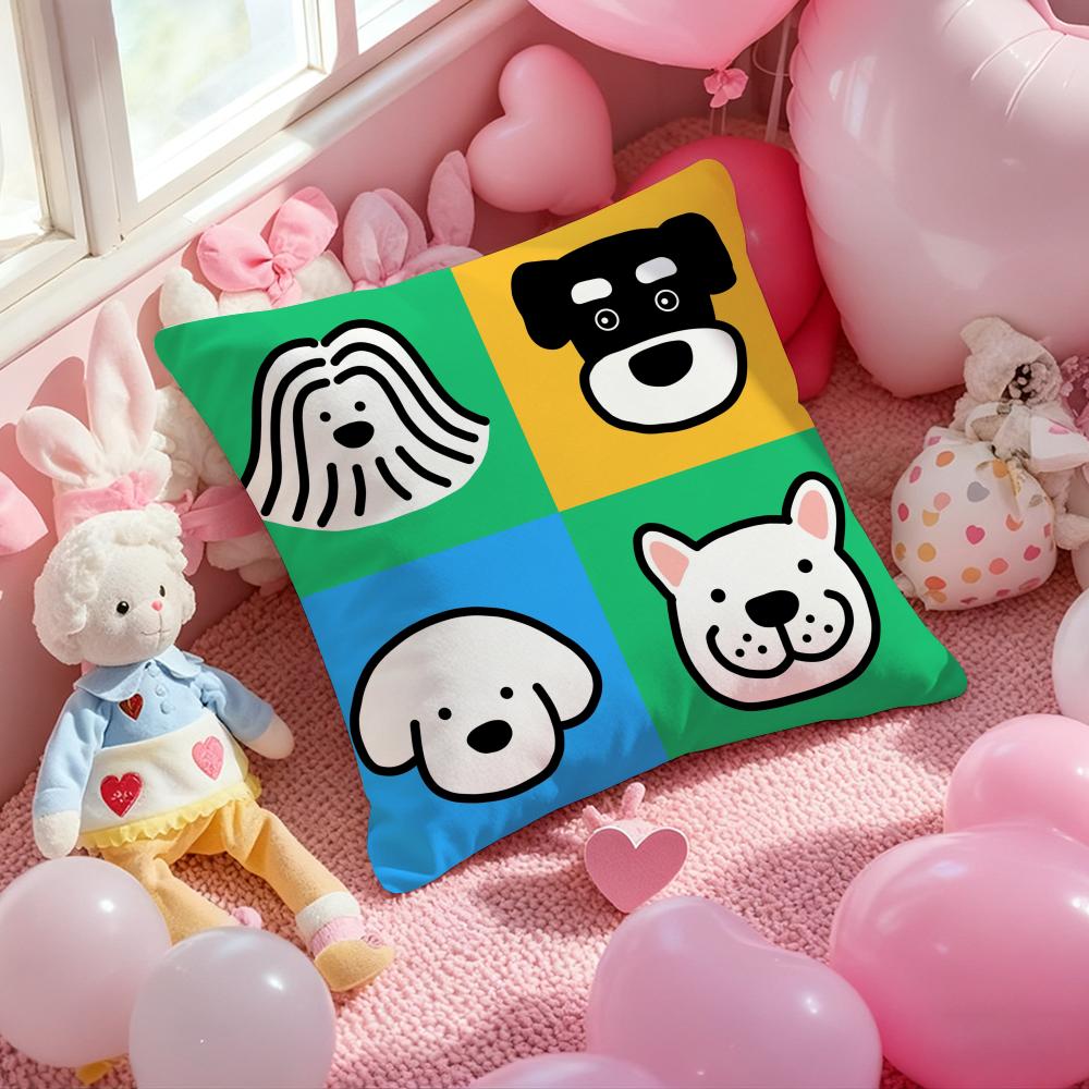 Enkla linjer hund Tecknad Kuddfodral Mönstertryckt Örngott för Vardagsrum Soffa Kuddfodral & Sovrumsdekor