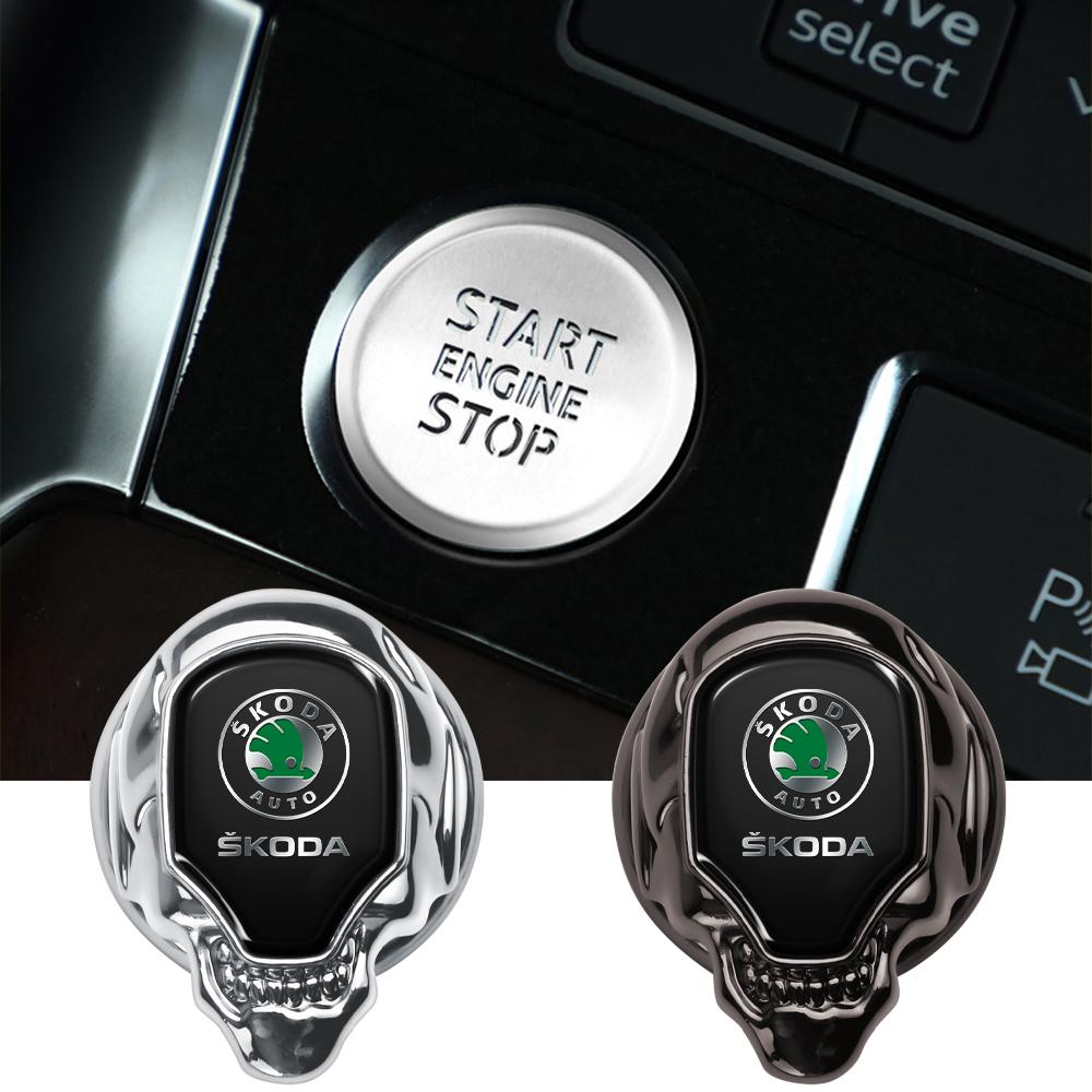Car Metal One-button Start Button Protective Cove Decoration For Skoda Kodiaq Octavia Fabia Karoq Enyaq Kamiq Superb Scala Rapid