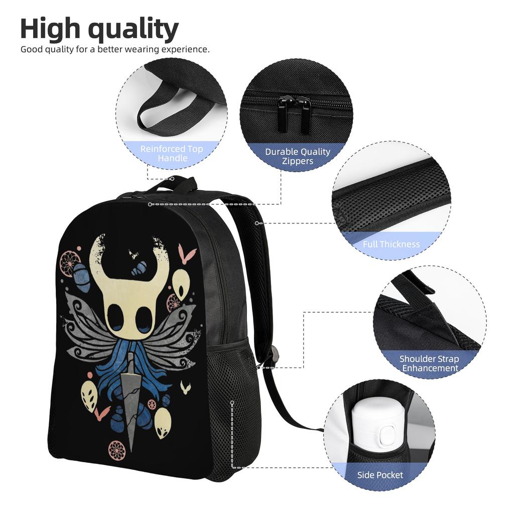 Zaino Hollow Knight The Knight per Uomo Donna Studente Adolescente Daypack da Lavoro Borsa a Tracolla per Laptop Outdoor