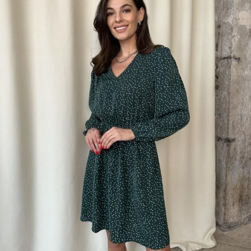 Fashion V-neck Long Sleeve Polka Dot Casual Dress for Women Summer New High Waist A Line Women's Dresses Vintage Slim Fit Sexy Party Short Dress 26268