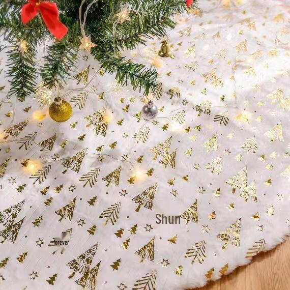 Nordic Simple White Long Pile Christmas Tree Skirt and Decor Set