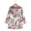 Ladies Long Sleeve Zipper Hooded Thick Composite Plush Vintage Flower Print Plus Size Hooded Jacket