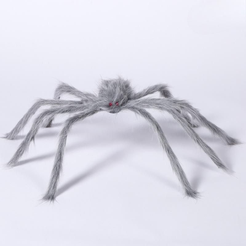 Übergroße schwarze Plüschspinnen-Halloween-Partydekoration für Zuhause im Freien, Bar, Spukhaus, Horror-Requisiten in den Größen 30 cm, 50 cm, 75 cm, 90 cm