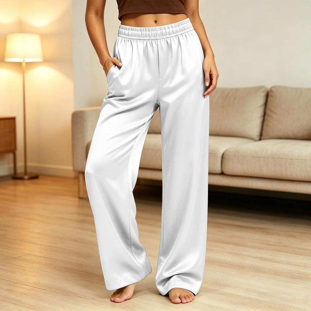 Women's Casual Loose Fit Color Wide Leg Pants for Everyday Wear