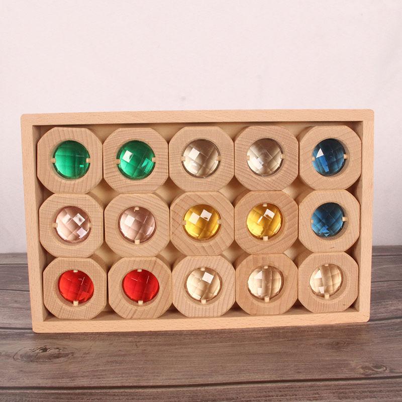Rainbow Translucent Gemstone Building Blocks Large Particle Cube Building Baby Early Education Toys