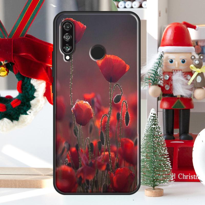 Red Corn Poppy Flower For Huawei Nova 7i 8i 11i 12i 12s Y73 Y70 Y90 Y60 Y72 Y61 Y91 9 10 SE P30 Pro P40 Lite Case