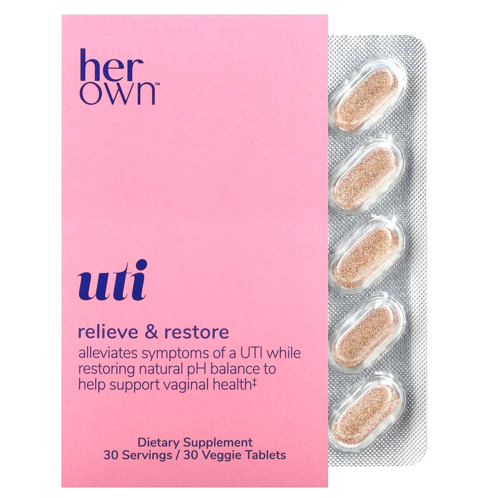 

Her Own, UTI, 30 Veggie Tablets