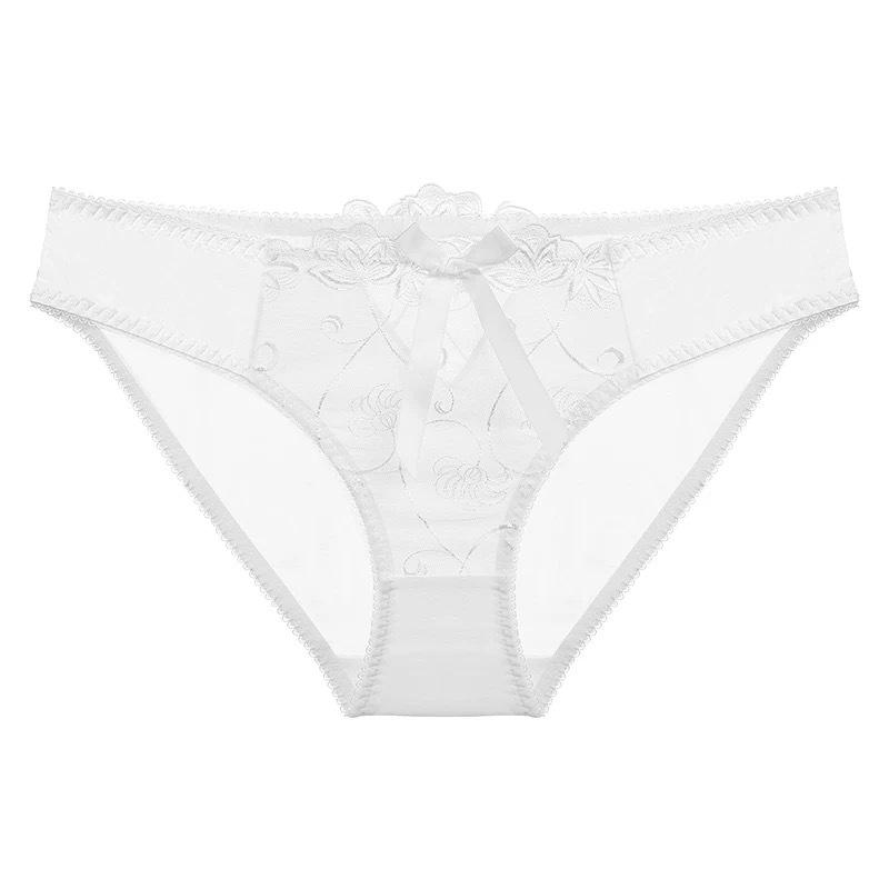 French panties ultra-thin mesh breathable low-rise large-size panties sexy transparent hollow embroidered lace briefs