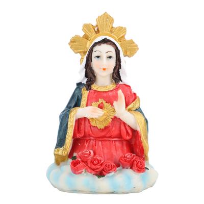Virgin Mary Bust Statue 5 Inch Resin Exquisitely Crafted Tabletop Heart of Mary Figurine