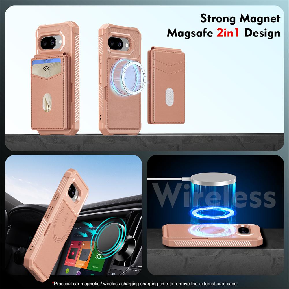 2 In 1 Detachable Magnetic Wallet with Card Holder Phone Case for Google Pixel 9 Pro XL 8 7 Pro 9A 8A 7A Shockproof Cover