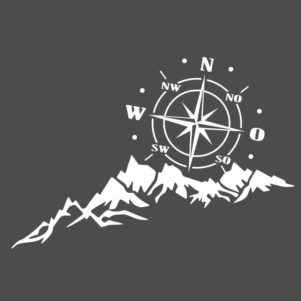 Mountain Peak Compass Wall & Car Window Sticker