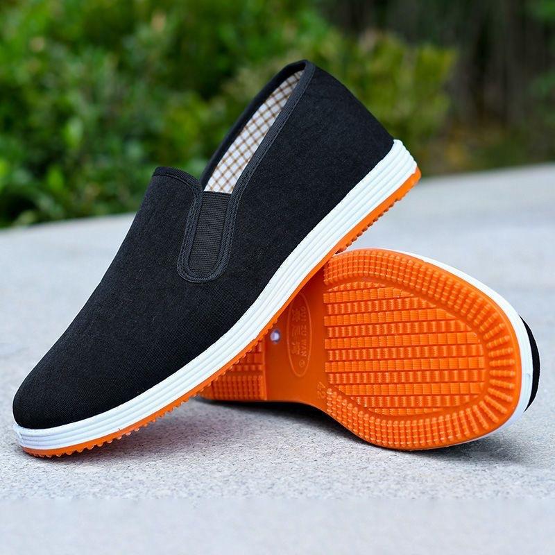 Cloth shoes beef tendon sole black cloth shoes soft sole non-slip wear-resistant breathable medium casual low-top single shoes