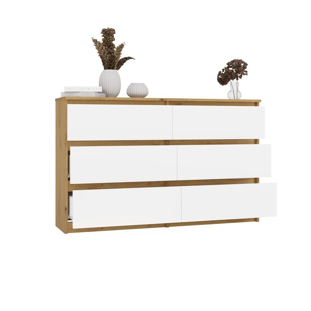 Malwa M6 Chest Of Drawers 120 Oak Artisan White